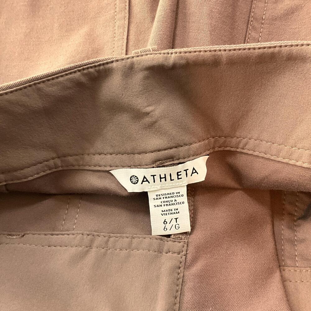 Athleta Skyline High Rise Barrel Leg Pants Womens 6 Tall Mineral Brown Pockets - Picture 5 of 11